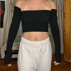 Black off the shoulder crop top